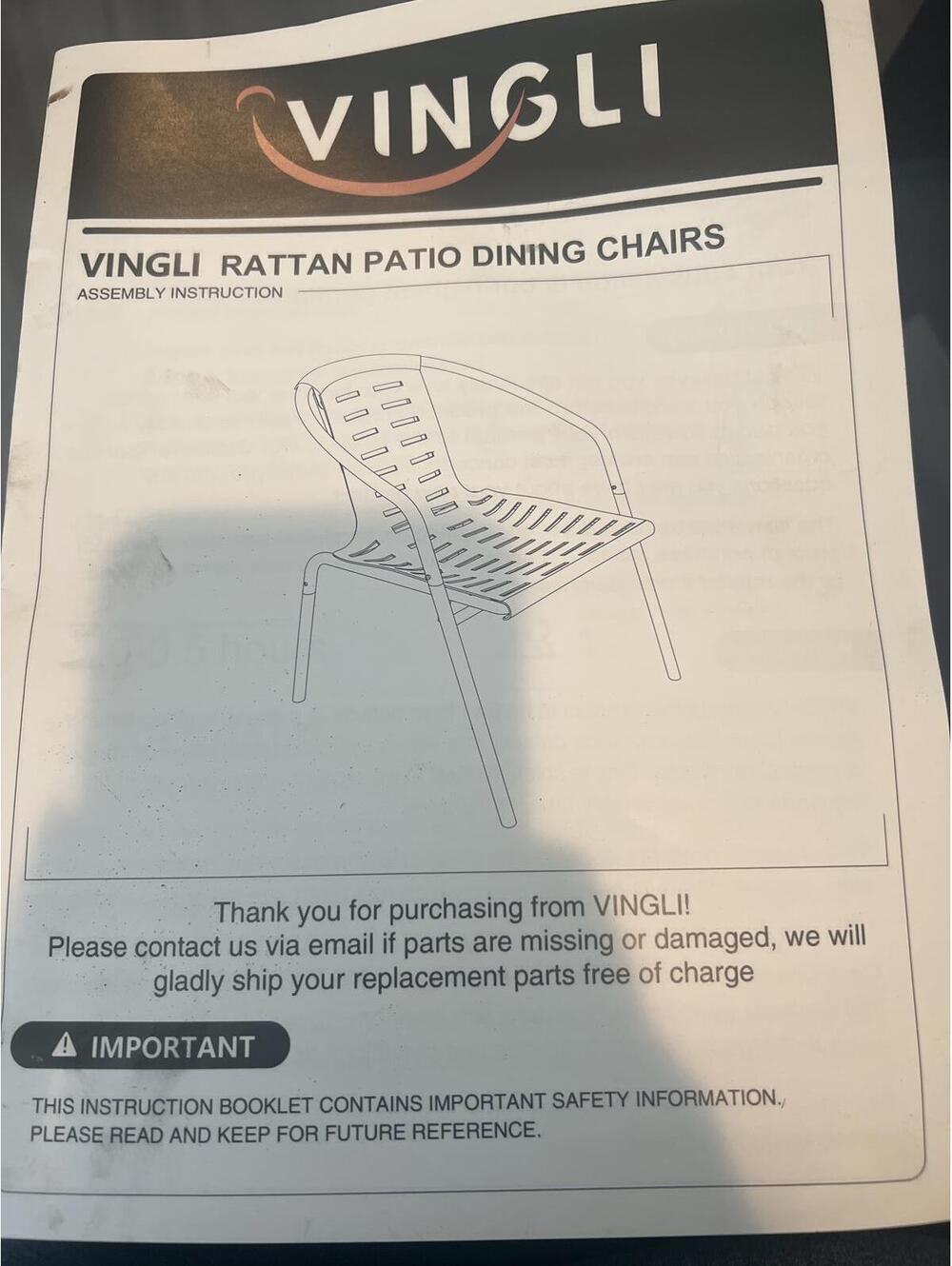 VINGLI Rattan Patio Dining Chairs - Set of 2 - Brown